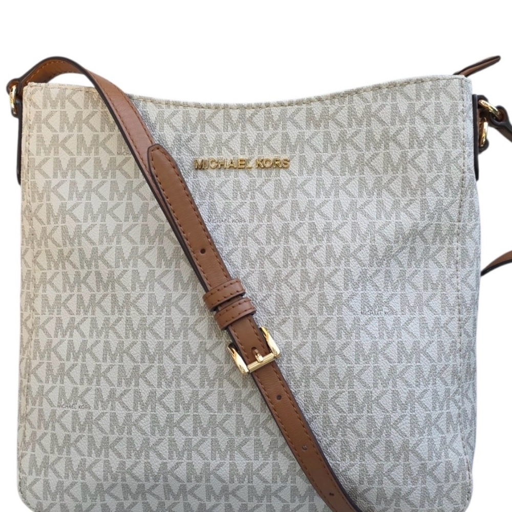 Michael Kors Cream and Brown Crossbody Bag